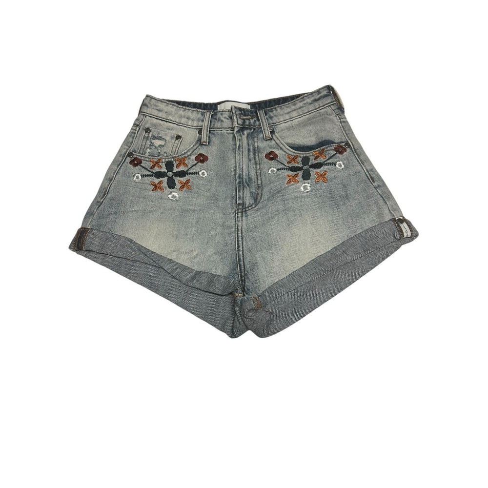 One Teaspoon Woodstock Embroidered High Waist Bandits denim shorts Size 26